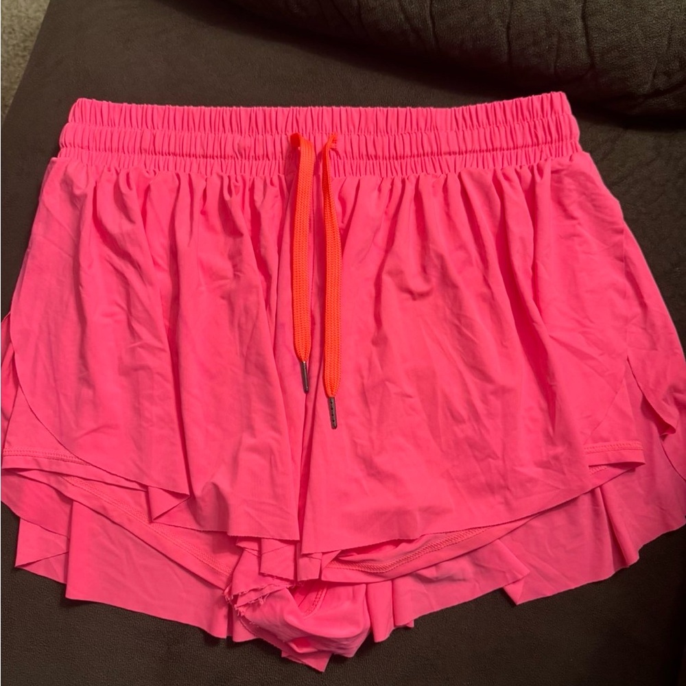 GB girls Neon Pink Shorts with Orange Drawstring